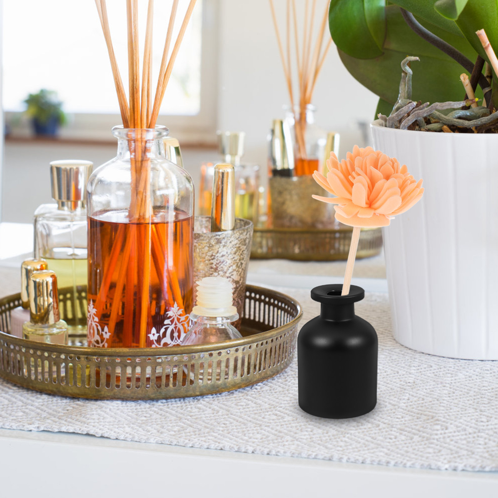 Home Fragrance Oil - 2Pcs 세련된 원통형 유리 디퓨저 병